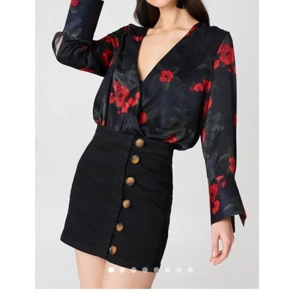 Free People Little Daisies Side Button Skirt